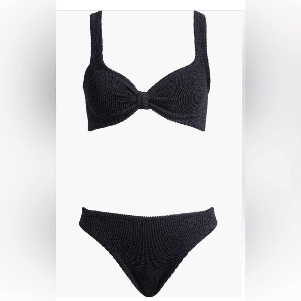 Hunza G Bonnie 2pc Bikini Set Black Swimwear OS NWT 255$ - Picture 7 of 12